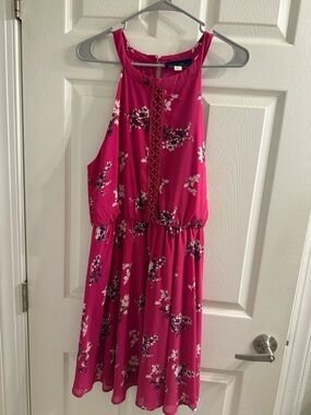Blue Rain Hot Pink Floral Halter Dress